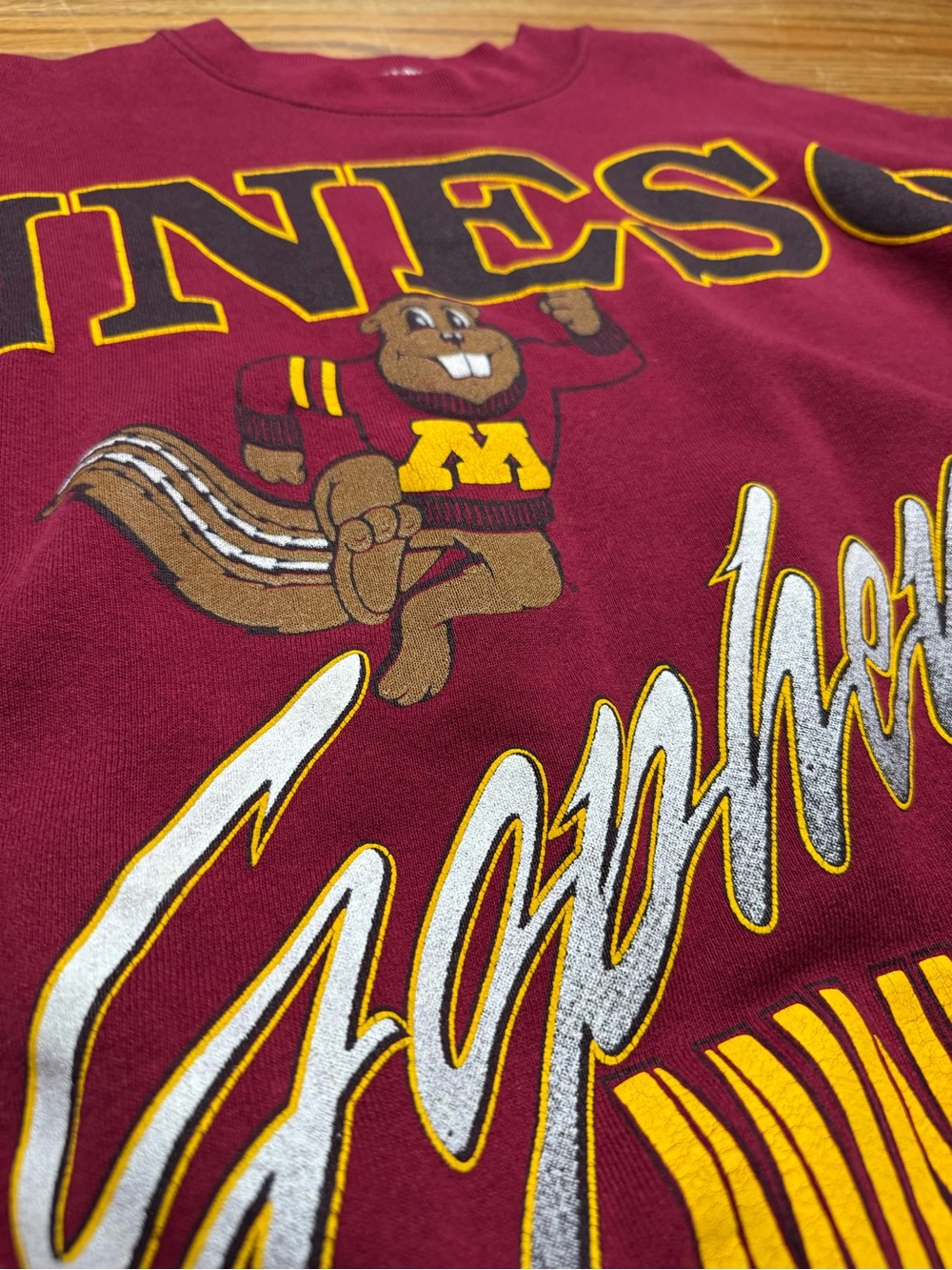 Vintage 1990s Minnesota Gophers Spell Out Crewneck Sweatshirt Large Vtg 90s - Picture 3 of 4